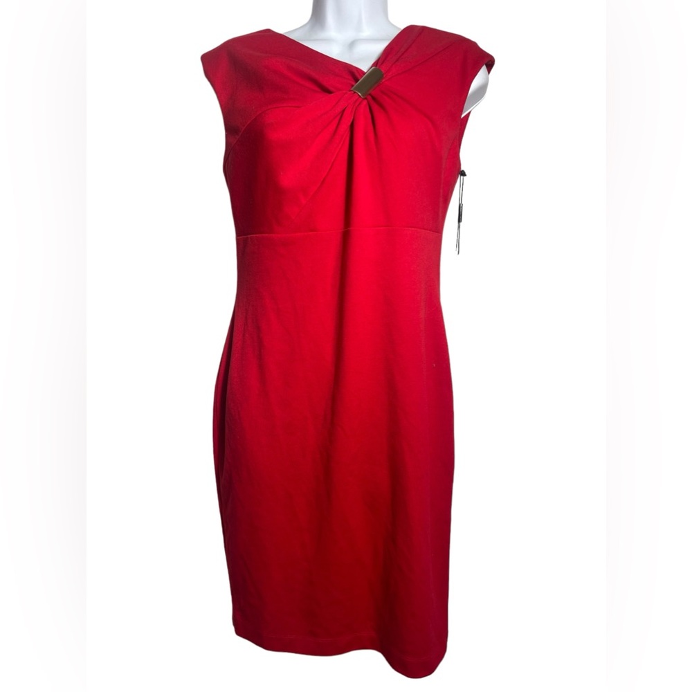NWT Calvin Klein size 4 stunning red dress with gold embellishment